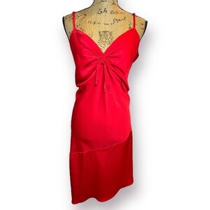 Isabel Maternity Size M Red Satin Asymmetrical Spaghetti Strap Silky Slip Dress